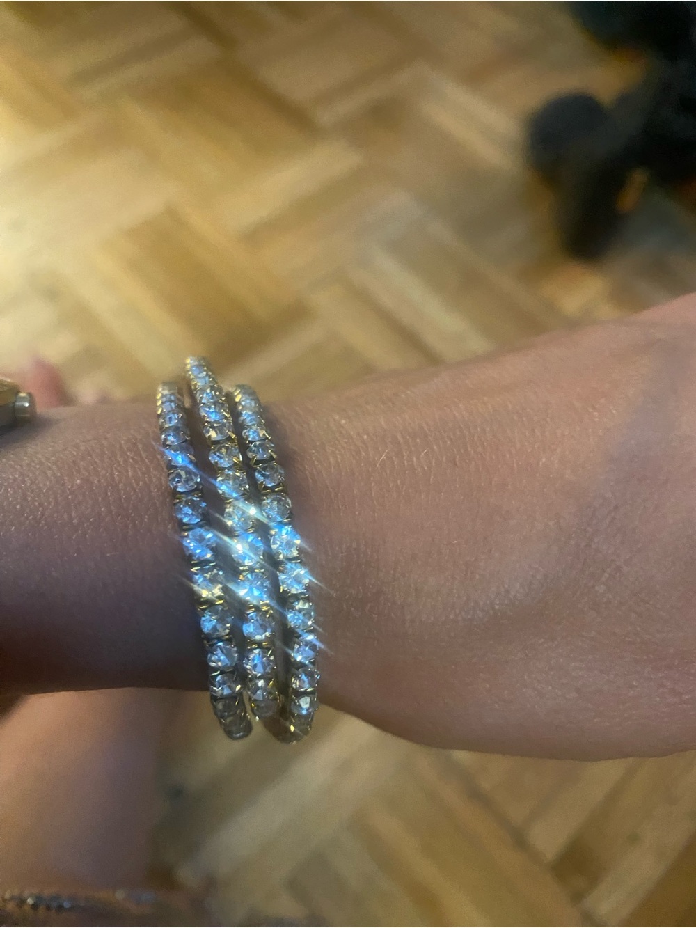 3 Gold-Tone Crystal Tennis Bracelet Set - Sparkling Clear Stones